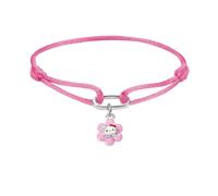 Armband THOMAS SABO "THOMAS SABO ♡ Hello Kitty Textilarmband Blume" Gr. 24, silberfarben, schwarz, rot, pink, gelb, Armbänder, Damen, 24, Metall Textil, Metall, Textil, Armband, Emaille (98513444-24)