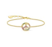 Thomas Sabo A2071-996-7-L19v Damen-Armband Peacezeichen Goldfarben Bunt