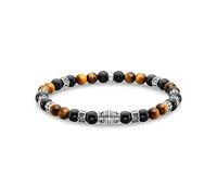 THOMAS SABO Armband mit schwarzen Onyx-Beads und Tigerauge-Beads Silber, Länge 15,5cm, A2087-507-7-L15,5