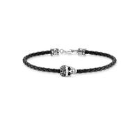 THOMAS SABO Armband Totenkopf silber 925 Sterlingsilber, Geschwärzt, Leder