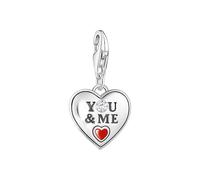 Thomas Sabo Charm-Anhänger You & Me Herz – 925 Sterling Silber, Zirkonia, Emaille, Silber/Rot