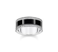 THOMAS SABO Bandring mit schwarzer Kaltemaille und weißen Steinen Silber geschwärzt 925 Sterlingsilber, Geschwärzt, Kaltemail