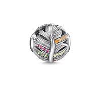 Thomas Sabo Karma Bead Feder K0343-342-7 – 925 Sterlingsilber, geschwärzt – Silber/mehrfarbig