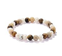 Thomas Sabo Armband X0293-014-7-L17 – Bead-Armband mit naturfarbenen Steinen, Silber – 17 cm