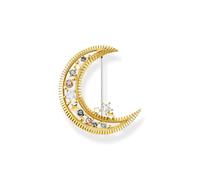 THOMAS SABO Brosche Halbmond mit bunten Steinen gold 925 Sterlingsilber, 750 Gelbgold Vergoldung, Edelstahl