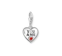 Thomas Sabo Charm-Anhänger You & Me Herz – 925 Sterling Silber, Zirkonia, Emaille, Silber/Rot