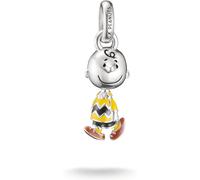 Charm-Einhänger THOMAS SABO "THOMAS SABO x Peanuts Charlie Brown Charm - Connect", silberfarben, schwarz, gelb, braun, Charms, Damen, Silber 925 (recycelt) (43070227-0) silberfarben, schwarz, gelb, br