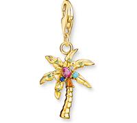 THOMAS SABO Charm-Anhänger bunte Palme aus hochwertigem 925er Sterlingsilber mit 750er Gelbgold-Vergoldung und stilisierter Palme, Maße: 29 x 14 mm,1934-488-7