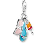 Thomas Sabo 1929-340-7 Charm-Anhänger - Silber geschw. + Glas-Keramik Stein + Emaille - Sonnenbrille, Badelatsche, Eis