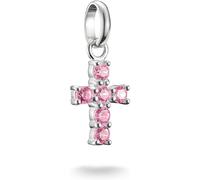 THOMAS SABO Charm-Anhänger Kreuz mit pinken Steinen Connect Silber Recyceltes 925 Silber