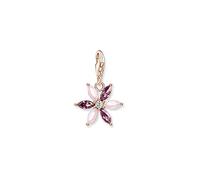 THOMAS SABO Charm-Anhänger Blume rosa Steine roségold 925 Sterlingsilber, 750 Roségold Vergoldung