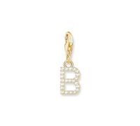THOMAS SABO Charm-Anhänger Buchstabe B mit weißen Steinen vergoldet 750 Gelbgold Vergoldung, 925 Sterlingsilber