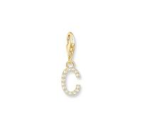 THOMAS SABO Charm-Anhänger Buchstabe C mit weißen Steinen vergoldet 750 Gelbgold Vergoldung, 925 Sterlingsilber