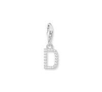 THOMAS SABO Charm-Anhänger Buchstabe D mit weißen Steinen Silber 925 Sterlingsilber