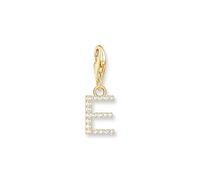 THOMAS SABO Charm-Anhänger Buchstabe E mit weißen Steinen vergoldet 750 Gelbgold Vergoldung, 925 Sterlingsilber