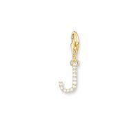 THOMAS SABO Charm-Anhänger Buchstabe J mit weißen Steinen vergoldet 750 Gelbgold Vergoldung, 925 Sterlingsilber