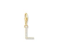 THOMAS SABO Charm-Anhänger Buchstabe L mit weißen Steinen vergoldet 750 Gelbgold Vergoldung, 925 Sterlingsilber
