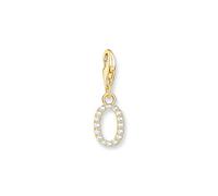 THOMAS SABO Charm-Anhänger Buchstabe O mit weißen Steinen vergoldet 750 Gelbgold Vergoldung, 925 Sterlingsilber