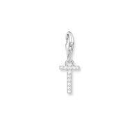THOMAS SABO Charm-Anhänger Buchstabe T mit weißen Steinen Silber 925 Sterlingsilber