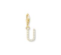 THOMAS SABO Charm-Anhänger Buchstabe U mit weißen Steinen vergoldet 750 Gelbgold Vergoldung, 925 Sterlingsilber