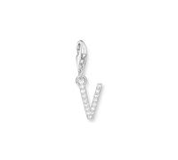 THOMAS SABO Charm-Anhänger Buchstabe V mit weißen Steinen Silber 925 Sterlingsilber