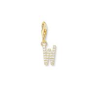 THOMAS SABO Charm-Anhänger Buchstabe W mit weißen Steinen vergoldet 750 Gelbgold Vergoldung, 925 Sterlingsilber