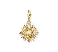 THOMAS SABO Charm-Anhänger bunte Sonne aus hochwertigem 925er Sterlingsilber mit 750er Gelbgold-Vergoldung, Maße: 30 x 18 mm, 1935-488-7