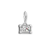 THOMAS SABO Charm-Anhänger bunter Vintage-Koffer aus hochwertigem, leicht geschwärztem 925er Sterlingsilber, Steinbesatz in Weiß, Rot, Grün und Blau, Maße: 20 x 12 mm, 1936-318-7