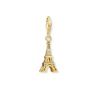 THOMAS SABO Charm-Anhänger Eiffelturm mit weißem Zirkonia vergoldet 925 Sterlingsilber, 750 Gelbgold Vergoldung