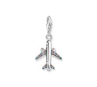 Charm-Einhänger THOMAS SABO "Flugzeug, 1914-342-7" Charms silberfarben (silberfarben, mehrfarbig, mehrfarbig) Damen Charms Anhänger mit Glas-Keramik Stein (47749533-0)