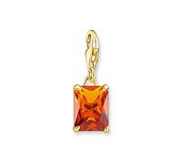 THOMAS SABO Charm-Anhänger Großer Stein orange 925 Sterlingsilber, 750 Gelbgold Vergoldung