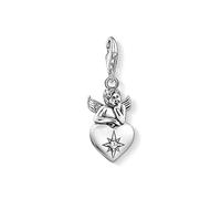 THOMAS SABO Charm-Anhänger Schutzengel mit Herz silber 925 Sterlingsilber, Geschwärzt