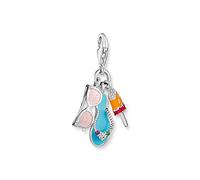 Thomas Sabo 1929-340-7 Charm-Anhänger - Silber geschw. + Glas-Keramik Stein + Emaille - Sonnenbrille, Badelatsche, Eis