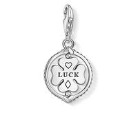 Thomas Sabo Charm-Anhänger, Sterlingsilber, geschwärzt, Kleeblatt, Silber