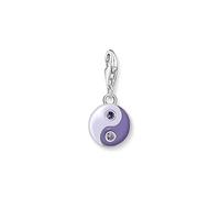THOMAS SABO Charm-Anhänger violetter Yin & Yang aus hochwertigem 925er Sterlingsilber, mit violettgetönte Zirkoniasteine verziert, Maße: 23 x 10 mm, 1918-041-13