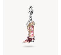 Charm-Einhänger THOMAS SABO "Cowboy-Stiefel-Motiv", silber (silberfarben, beige, pink, weinrot, orange, orange), Charms, Damen, Silber 925 (recycelt), mit Zirkonia (synth.) (17177525-0) silberfarben, 