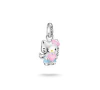 Charm-Einhänger THOMAS SABO "THOMAS SABO ♡ Hello Kitty Charm Engel-Design - Connect", silber (silberfarben, schwarz, pink, gelb, hellblau), Charms, Damen, Metall, Emaille (19660840-0) silberfarben, sc