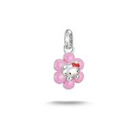 Charm-Einhänger THOMAS SABO "THOMAS SABO ♡ Hello Kitty Charm Blume - Connect", pink (silberfarben, schwarz, rot, gelb), Charms, Damen, Metall, Emaille (42205341-0) silberfarben, schwarz, rot, gelb