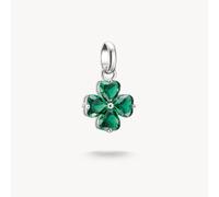 Charm-Einhänger THOMAS SABO "Charm Kleeblatt - Connect", silberfarben, smaragd, smaragd, Charms, Damen, Silber 925 (recycelt), Charm-Einhänger, mit Glas-Keramik Stein (53256526-0)