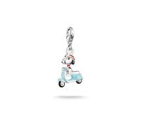 Charm-Einhänger THOMAS SABO "THOMAS SABO x Peanuts Snoopy auf der Vespa Charm - Original", silberfarben, schwarz, rot, türkis, braun, Charms, Damen, Silber 925 (recycelt), Emaille (95940569-0) silberf