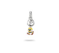 Charm-Einhänger THOMAS SABO "THOMAS SABO x Peanuts Charlie Brown Charm - Connect", silberfarben, schwarz, gelb, braun, Charms, Damen, Silber 925 (recycelt) (43070227-0) silberfarben, schwarz, gelb, br