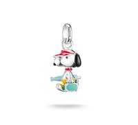 Charm-Einhänger THOMAS SABO "THOMAS SABO x Peanuts Snoopy Charm - Connect", silber (silberfarben, schwarz, rot, türkis, mint, gelb), Charms, Damen, Silber 925 (recycelt), Emaille (29902542-0) silberfa