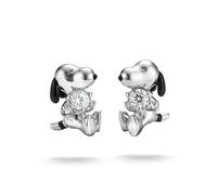 Paar Ohrstecker THOMAS SABO "THOMAS SABO x Peanuts Snoopy Ohrstecker", silber (silberfarben, schwarz, kristallweiß, kristallweiß), Ohrringe, Herren, Silber 925 (recycelt), mit Zirkonia (synth.) - Emai