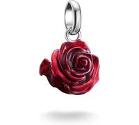 THOMAS SABO Charm-Anhänger Rosenblüte rot Connect Silber Recyceltes 925 Silber, Kaltemail
