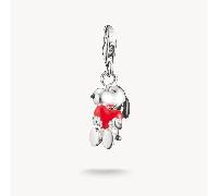 Charm-Einhänger THOMAS SABO "THOMAS SABO x Peanuts Snoopy & Herz Charm - Original", silberfarben, schwarz, rot, Charms, Damen, Silber 925 (recycelt) (68437717-0) silberfarben, schwarz, rot