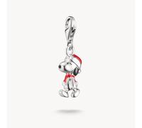 Charm-Einhänger THOMAS SABO "THOMAS SABO x Peanuts Snoopy Santa Edition Charm - Original", silberfarben, schwarz, rot, Charms, Damen, Silber 925 (recycelt), Charm-Einhänger (63421125-0)