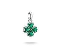 Charm-Einhänger THOMAS SABO "Charm Kleeblatt - Connect", silberfarben, smaragd, smaragd, Charms, Damen, Silber 925 (recycelt), Charm-Einhänger, mit Glas-Keramik Stein (53256526-0)