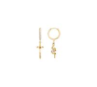 Thomas Sabo CR750-995-7 Kreuz & Schlange True Romance Creolen - Bunt - Silber + 750er Vergoldung + Lab Grown Saphir + Zirkonia - Bunt
