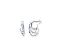 THOMAS SABO Creolen Welle mit blauen Steinen 925 Sterlingsilber, Geschwärzt