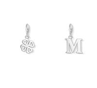 THOMAS SABO Damen-Anhänger Kleeblatt & M Buchstabe Charm Club 925er Sterlingsilber 0790-001-12 & 0187-001-12